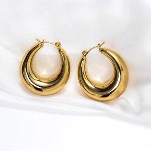 NEW 18K Gold Plated Chunky Hoop Earrings